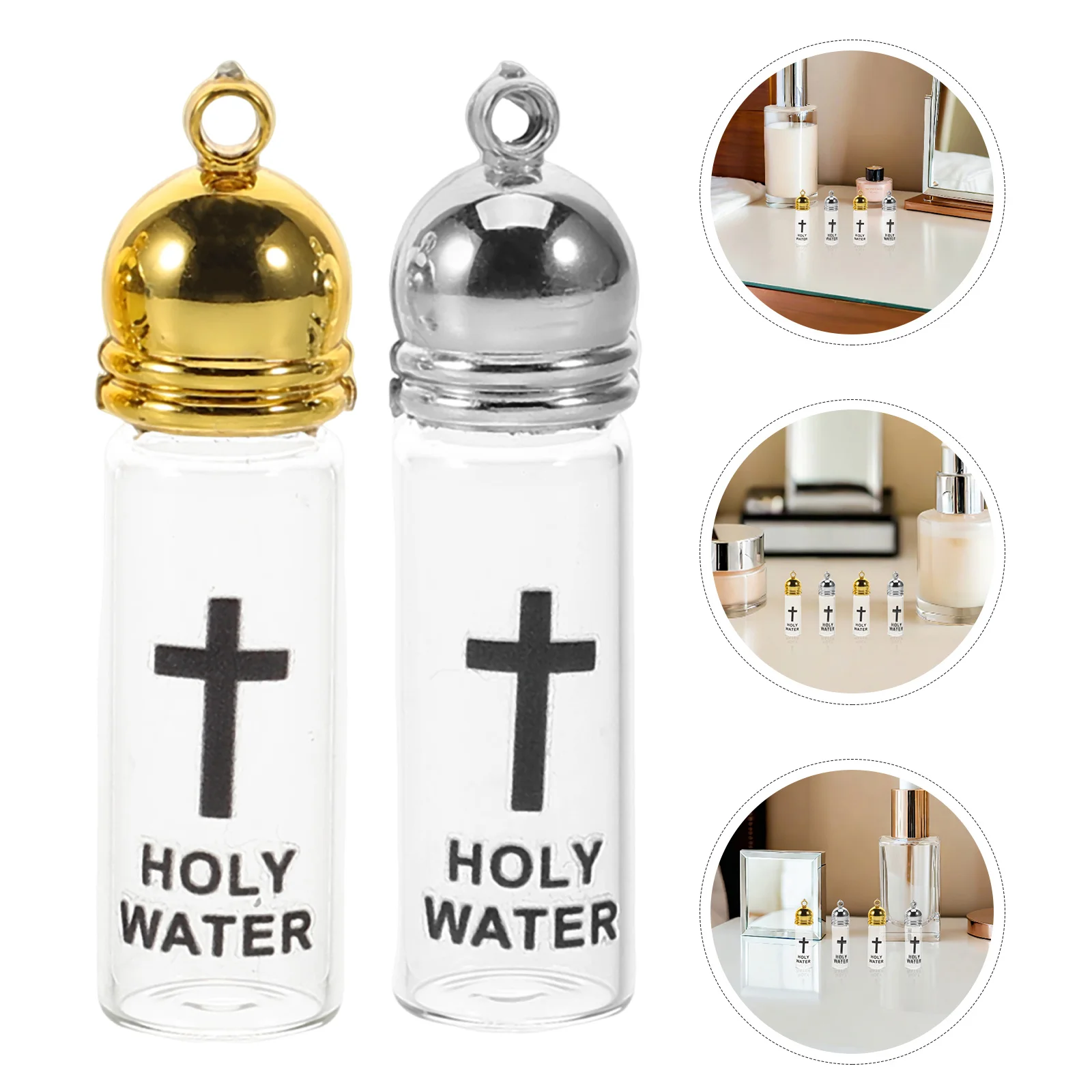 

6Pcs Holy Water Glass Bottle Embossed Cross Religious Travel Bottle for Baptism Communion Wedding Party Refillable Catholic