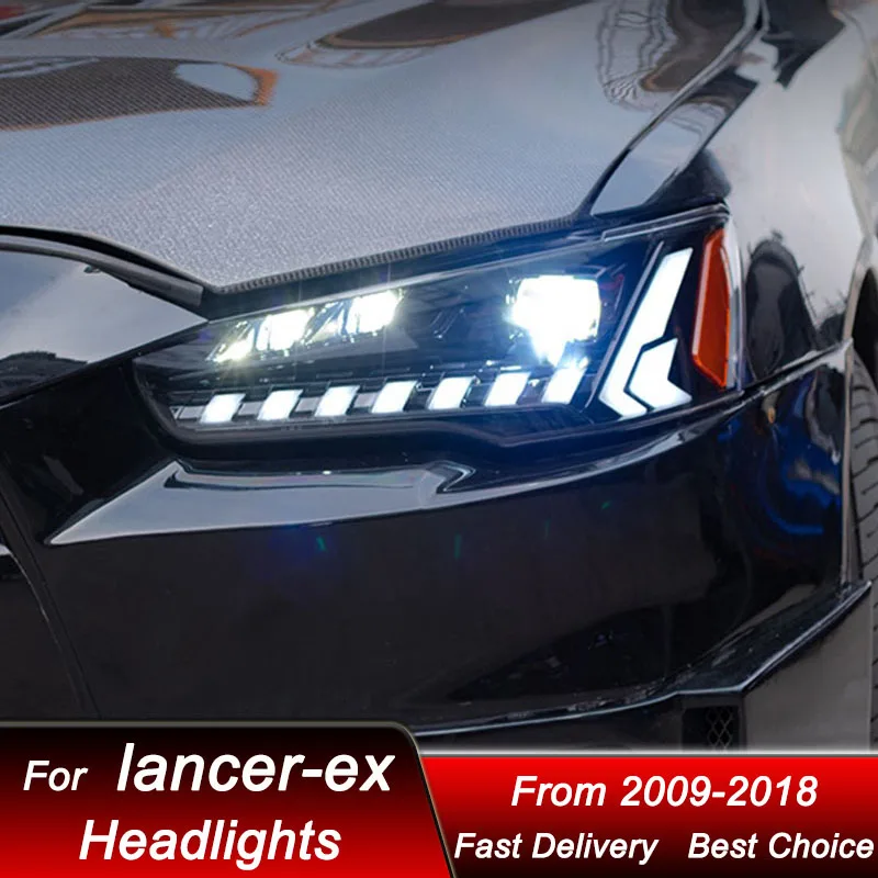 

Pop Car Headlights For Mitsubishi Lancer Ex EVO 2009-2018 Audi Style LED Headlamp Assembly Upgrade Projector Lens Accessories Ki