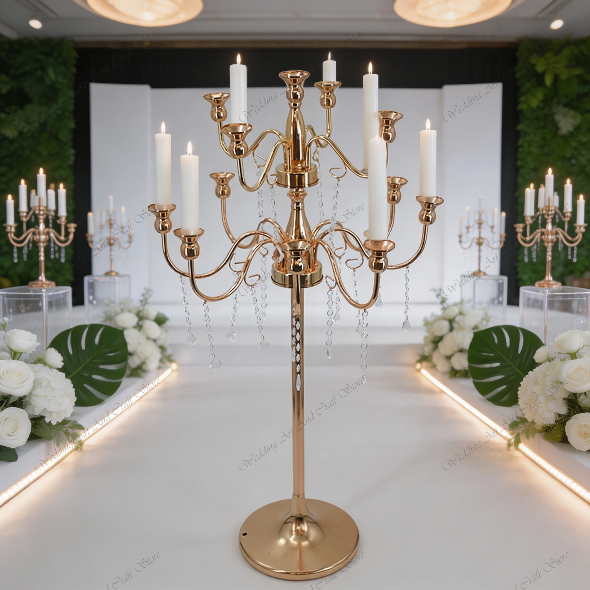 6pcs f30 13 Arms Wedding Home Decoration Item Metal Candle Stand Wedding Road Lead Props Metal Candlesticks Candle Stand ivy1248