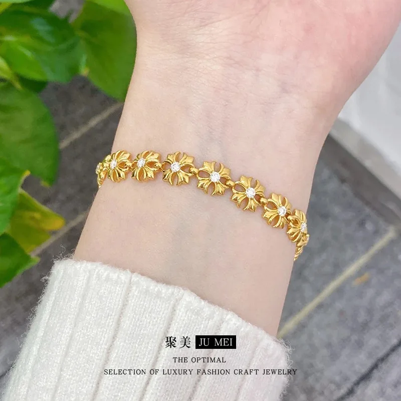 9999 24K real gold store same style women's gold bracelet fashion gift beautiful jewelry