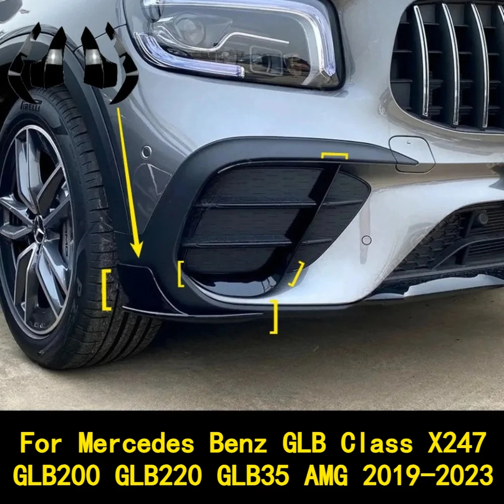 Car Front Bumper For Mercedes Benz GLB Class X247 GLB200 GLB220 GLB35 AMG 2019-2023 Side Splitter Lip Wind Knife Spoiler view 2