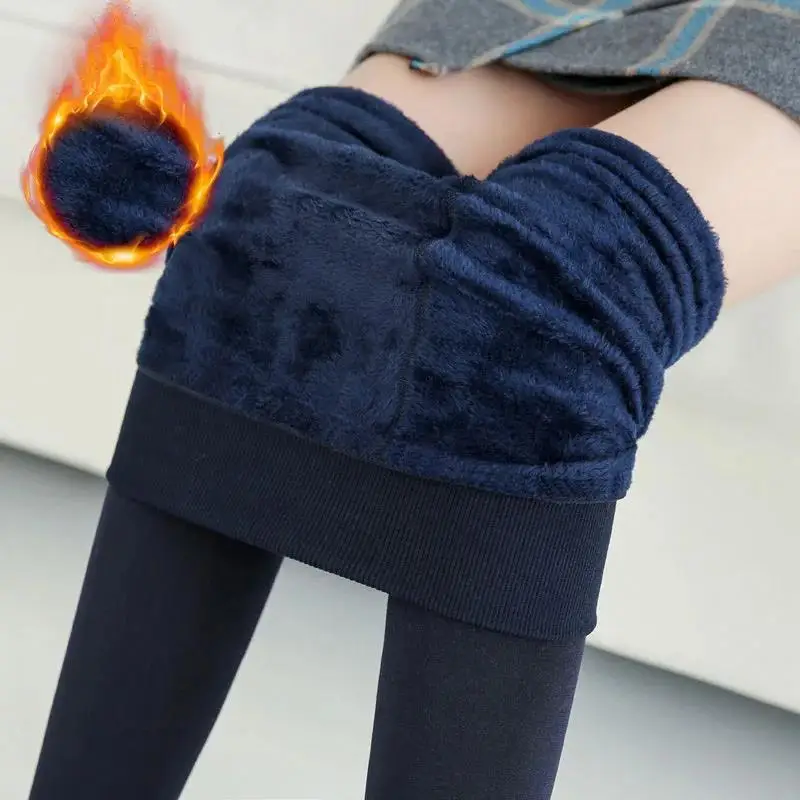 

Plush Thickened Winter Warm Leggings Women Wear Anti Pilling Pearl Fleece Plus Size High Waist Footed Tights