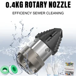 1/2 Stainless Steel High Pressure Rotating Nozzle Sewer Spray Nozzle High Flow Pipeline Drainage Cleaning Nozzle Drainage Tools
