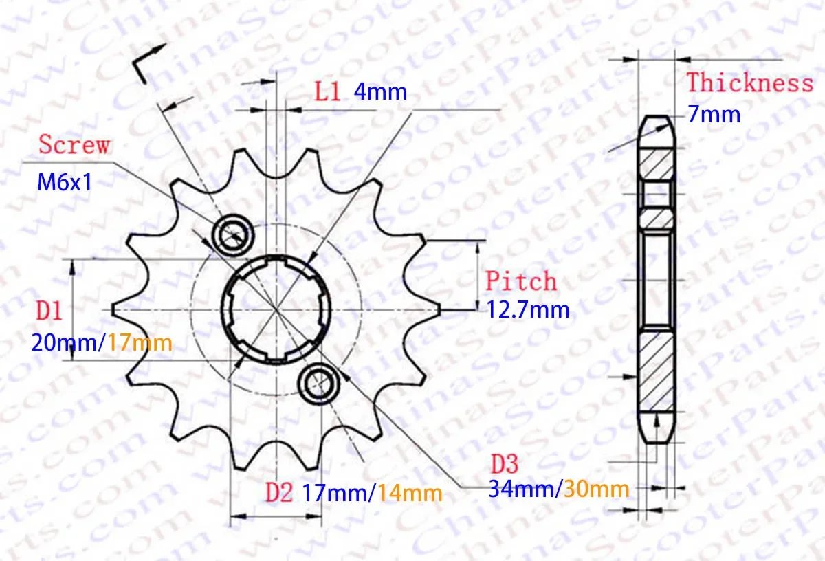 11T 12T 13T 14T 15T 16T 17T 18T 19T Tooth 428 17MM 20MM Front Engine Sprocket For Honda Lifan ZongShen ATV Quad Dirt bike  Buggy