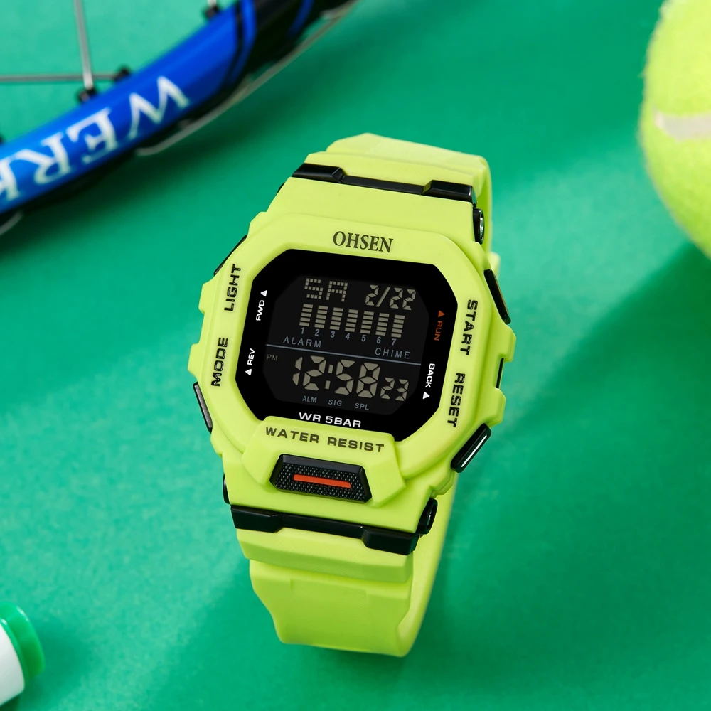 Fashion OHSEN Hombre Male Digital Watches 5ATM Dive Man Mens Sport White Wristwatches Hand clocks Man Watch Reloj Masculino
