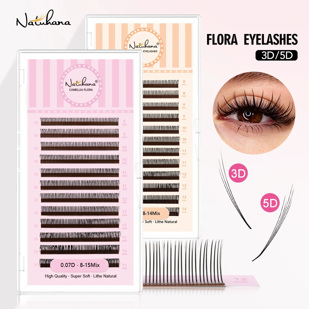 NATUHANA DIY 3D 5D Fairy Cluster Wimpern, Spiky Wispy Premade Fans, Flauschige Faux Mink Wimpernverlängerung, Einzelne Künstliche Wimpern
