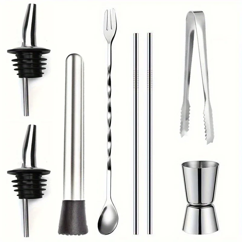 Stainless Steel Cocktail Tools, Bar Essentials Kit for Home Bar and Party
