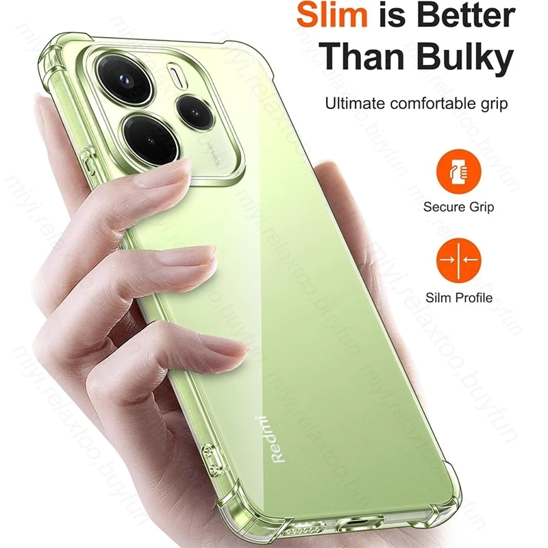 Shockproof Clear Crystal Case For Xiaomi Redmi Note 14 5G 4G Slim TPU Soft Shell Cover On Redmy Note14 Note14 Pro+ Note14Pro 5G