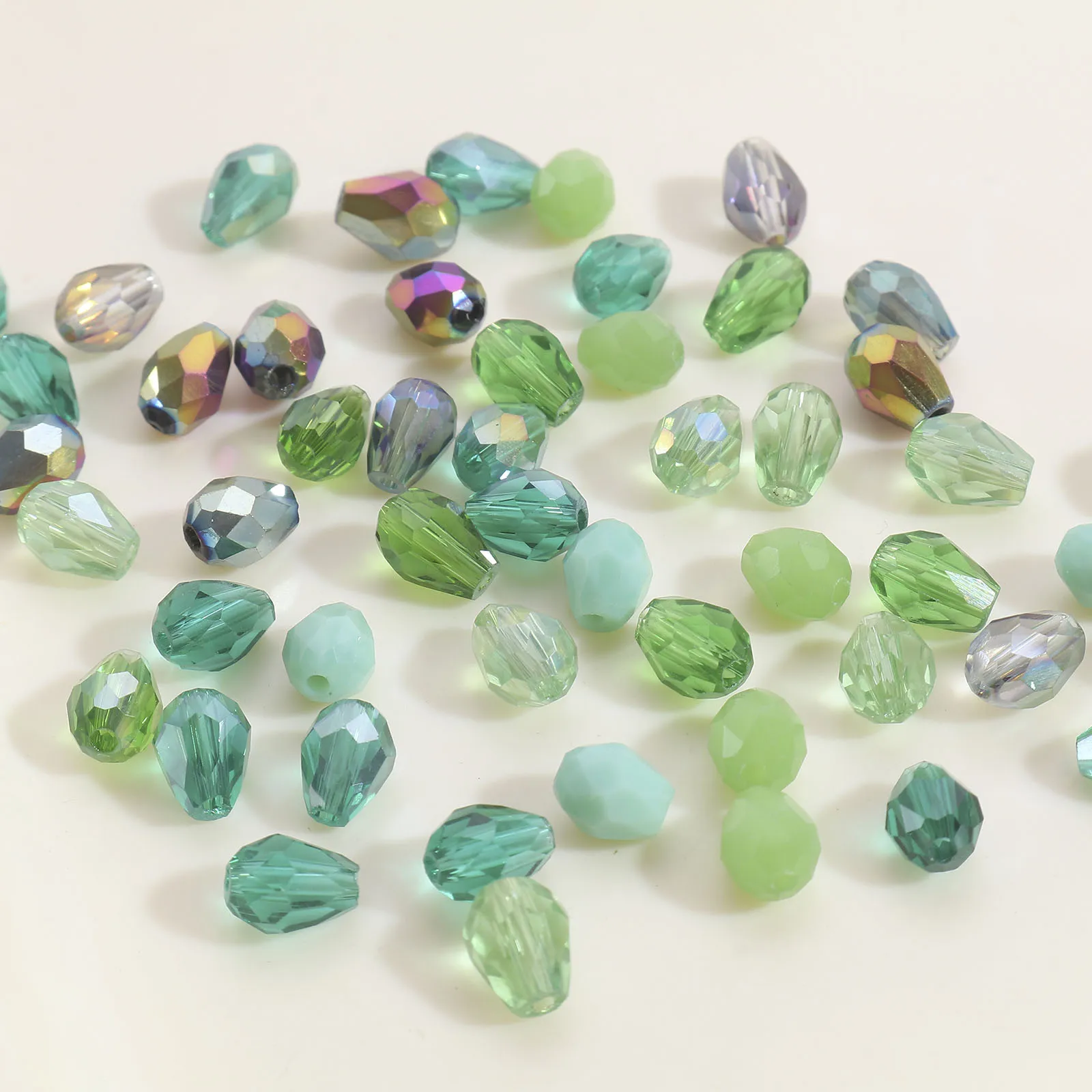 Glass Beads Drop Multicolor Faceted Beads For DIY Charm Jewelry Making 8x6mm, Hole: 1.2mm,1 Packet (50 PCs) Beads Accessories