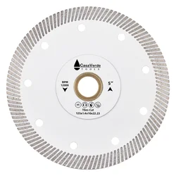 Casaverde 125mm Turbo Diamond Blade Super Tile Cutting Blade for Porcelain Tile Granite Marble Cutting Disc