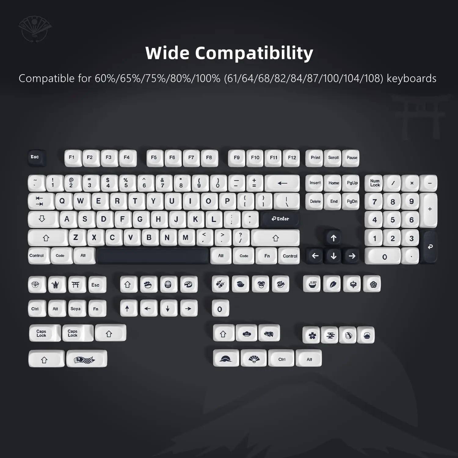 145 Keys Japanese Style MOA Profile PBT Keycaps Custom Dye-Sublimation Keycaps for Gateron Cherry MX Switches Gaming Keyboard