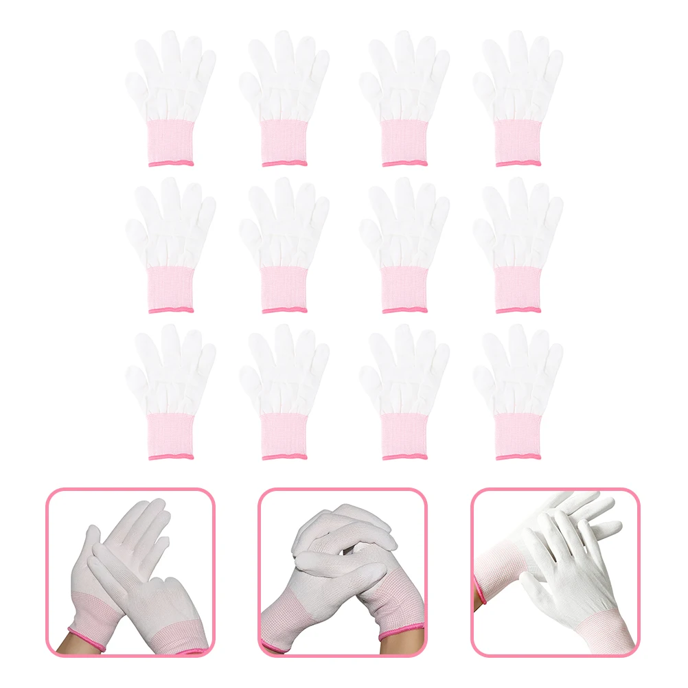 

Nylon Protective Gloves 12 Pairs Anti Static Coated Safety Fingertip Non Slip Heat Resistant Welding Electronics Manufacturing