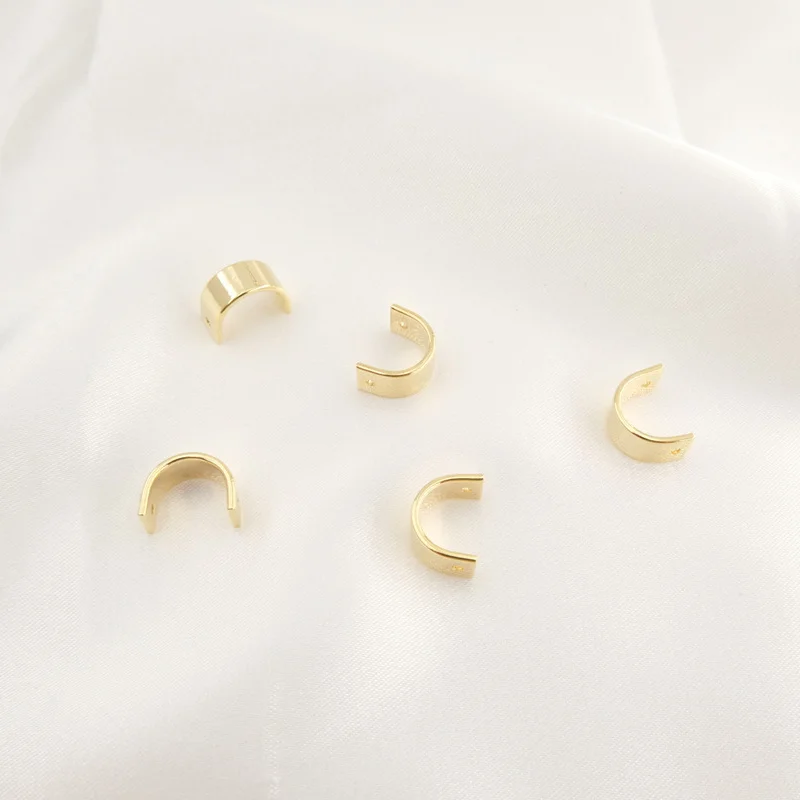 5pcs 14K Gold Brass Half Round Spacer Beads Double Holes Geometry Bead Ring Fit 8 10 12mm Bracelet Necklace DIY Jewelry Making