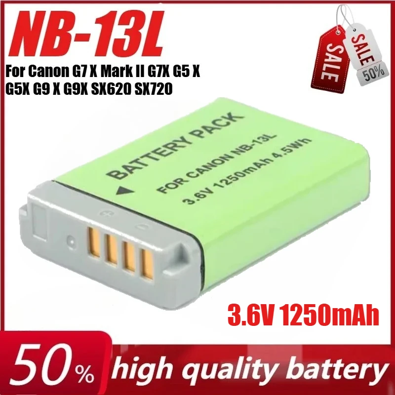 

NB-13L 3.6V 1250mAh Camera Battery for Canon G7 X Mark II G7X G5 X G5X G9 X G9X SX620 SX720