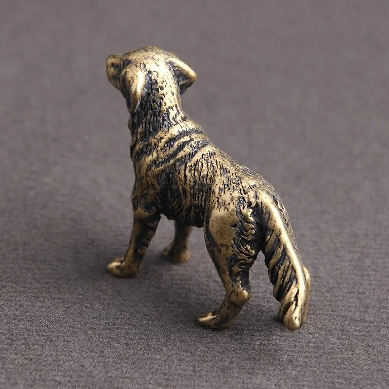 1 Pcs Antique Copper Hound Figurines Miniatures Desktop Ornaments Zodiac Animal Dog Small Statue Tea Pet Decorations Crafts