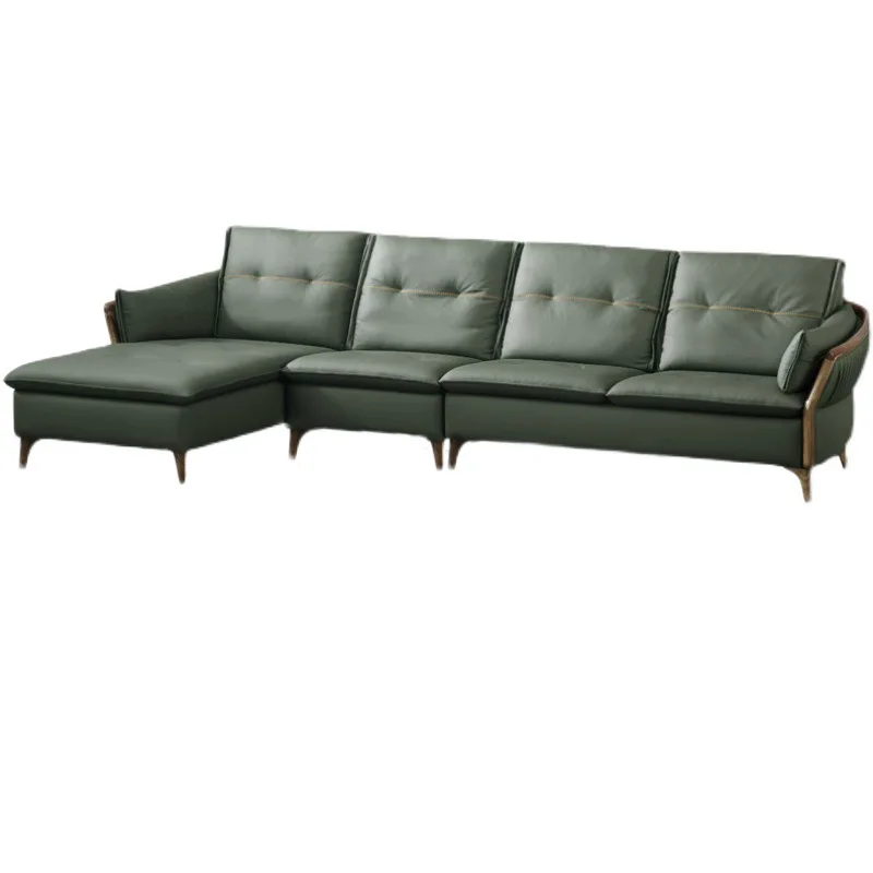 

New Chinese style, ebony wood, genuine leather, corner, sofa, modern, high-end, villa, living room