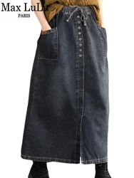 Max LuLu Fashion 2024 Korean Denim Skirts Womens Spring Harajuku Classic Elegant Clothes Ladies Vintage Casual Luxury Streetwear