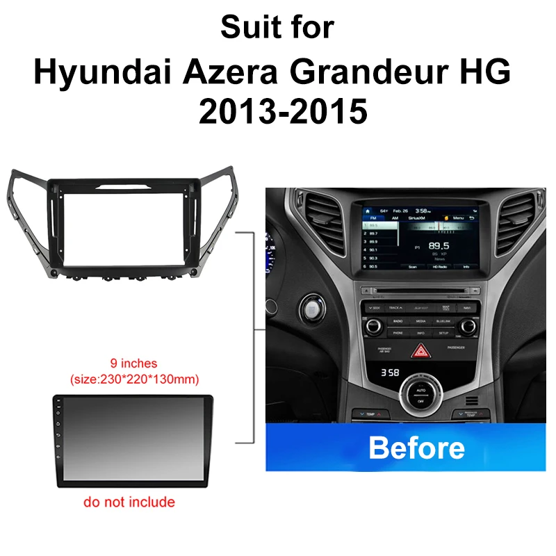 For 2014-15 HYUNDAI Azera Grandeur HG 9INCH Car Radio Android Stereo audio screen multimedia video player navigation Wire frame
