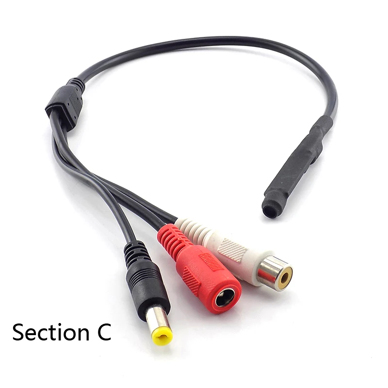 

DC 12V Sound Monitor Audio Pickup Mini Pickup Audio Microphone RCA Power Cable for Cctv Security Camera DVR Video Surveillance