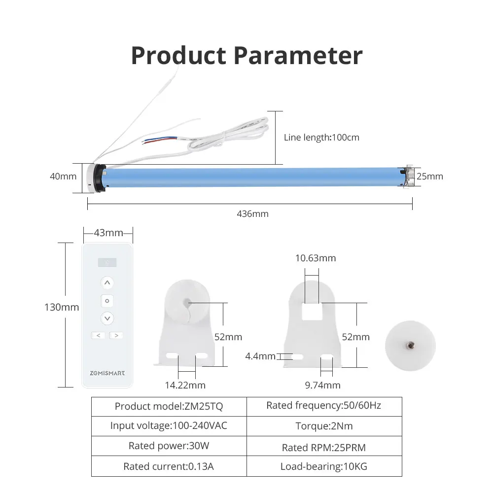 Zemismart Zigbee 2N Smart Rollo-Motor für 38-mm-Röhre, funktioniert mit der Tuya Smart Life App Alexa Google Home Sprachsteuerung