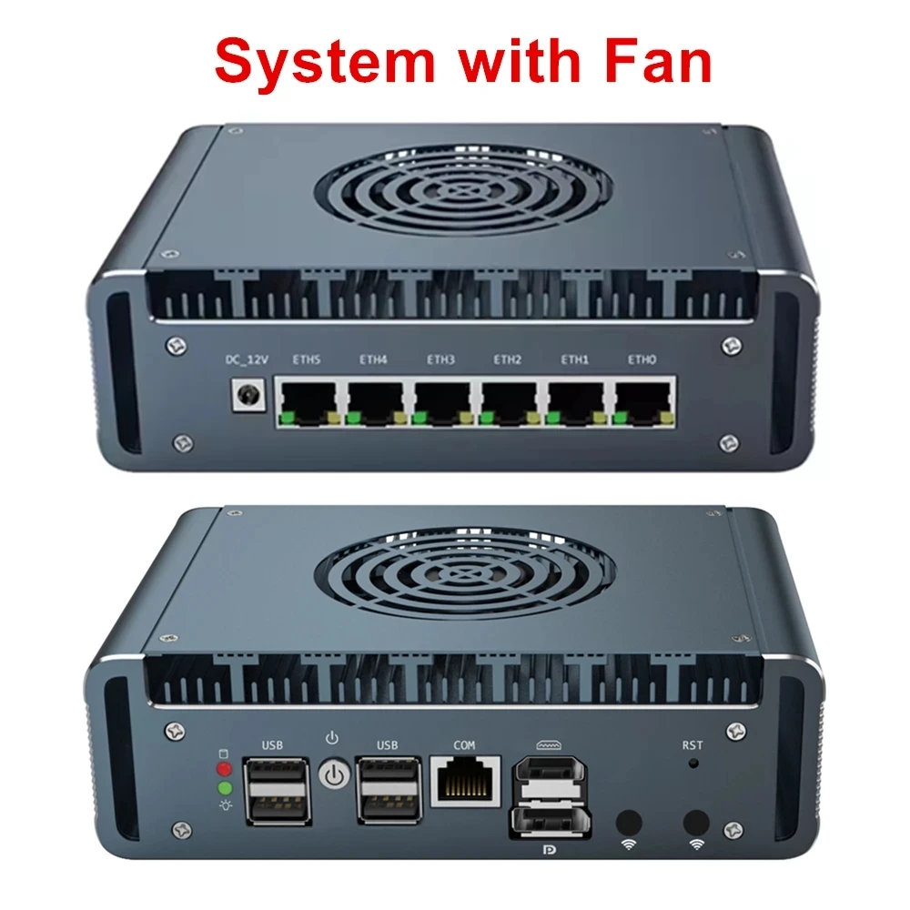 12/13° Mini PC, i7-1265U/i5-1345U/i3-1215U/N150, Mini server industriale con router firewall, 6x2,5G Intel i226-V, Proxmox/pfSense