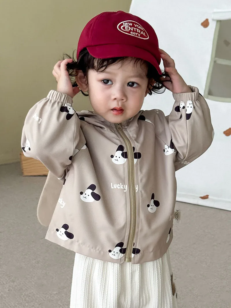 MILANCEL New Autumn Kids Coat 9M-5T Cartoon Dogs Letter Baby Girls Hooded Top Soft Korean Version Fashion Children Jacket