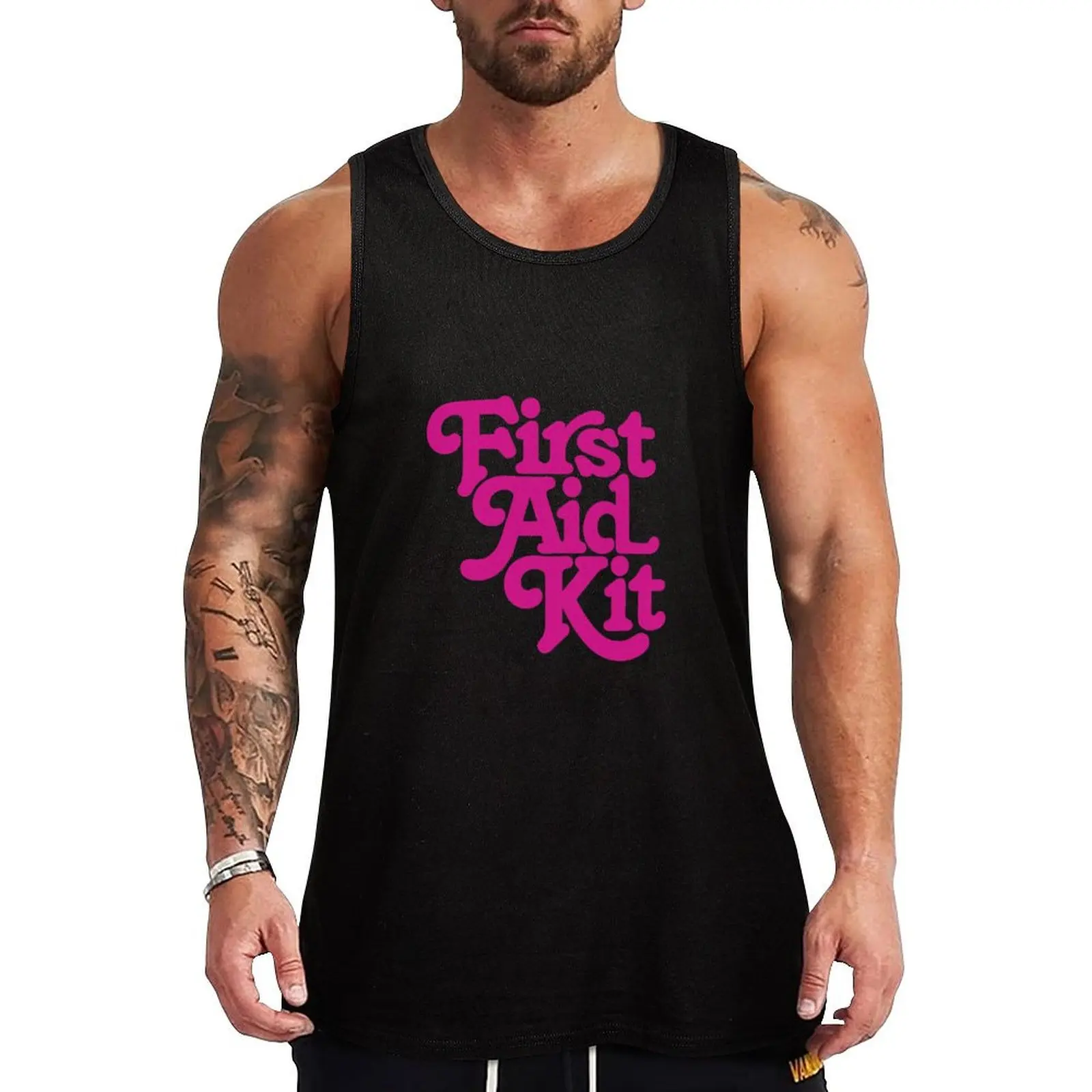 

First Aid Kit Band Pink Tank Top Men's tops T-shirt Men's gym sleeveless shirt man Clothing