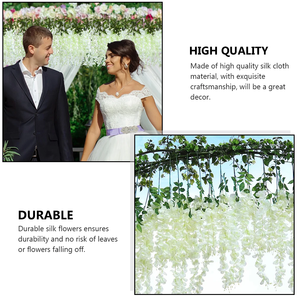 

Simulation Wisteria Flowers Silk Faux Flower String For Wedding Decor Home Garden Party Stage Night Scene White Flower