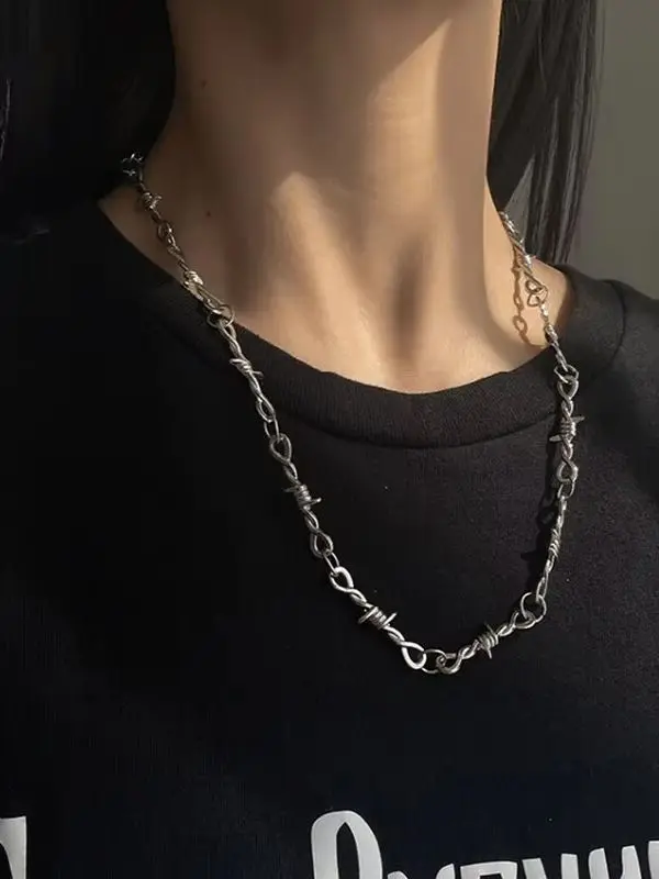 ChainsPro Barbed Wire Chain Necklaces for Men Women 18/22inches Stylish Gothic Rock Punk Jewelry Gift