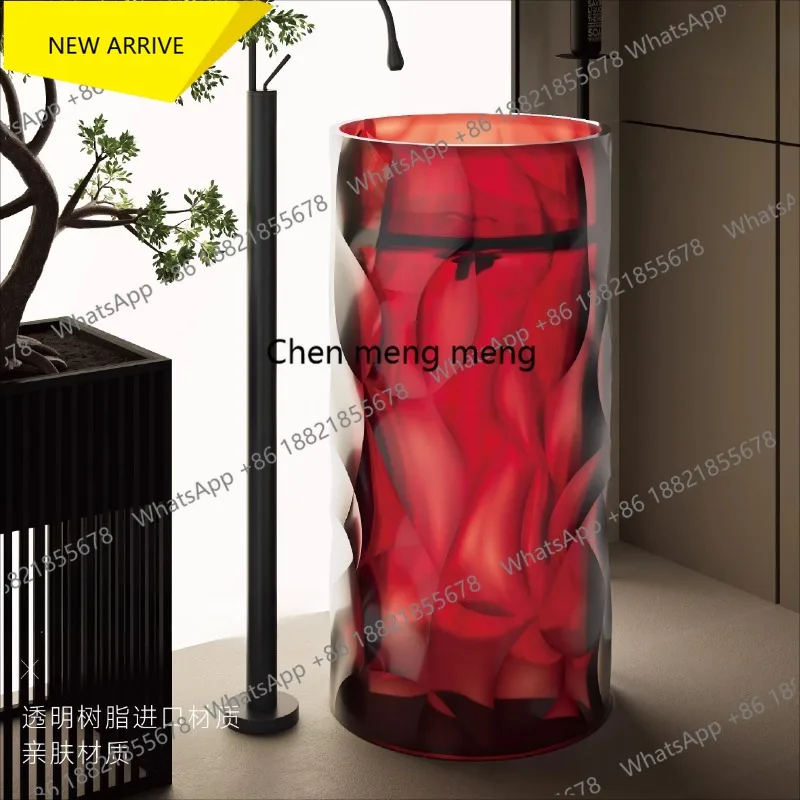 DD182  Thickened transparent resin column basin Floor-to-ceiling small apartment household art column basin