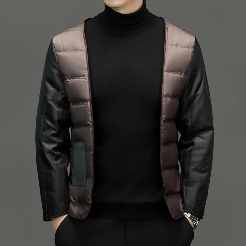 

YEAE Winter Duck Down Wear Men's Mid-length Coat Thickened Business Casual Warm Detachable Hat Down Jacket For Men