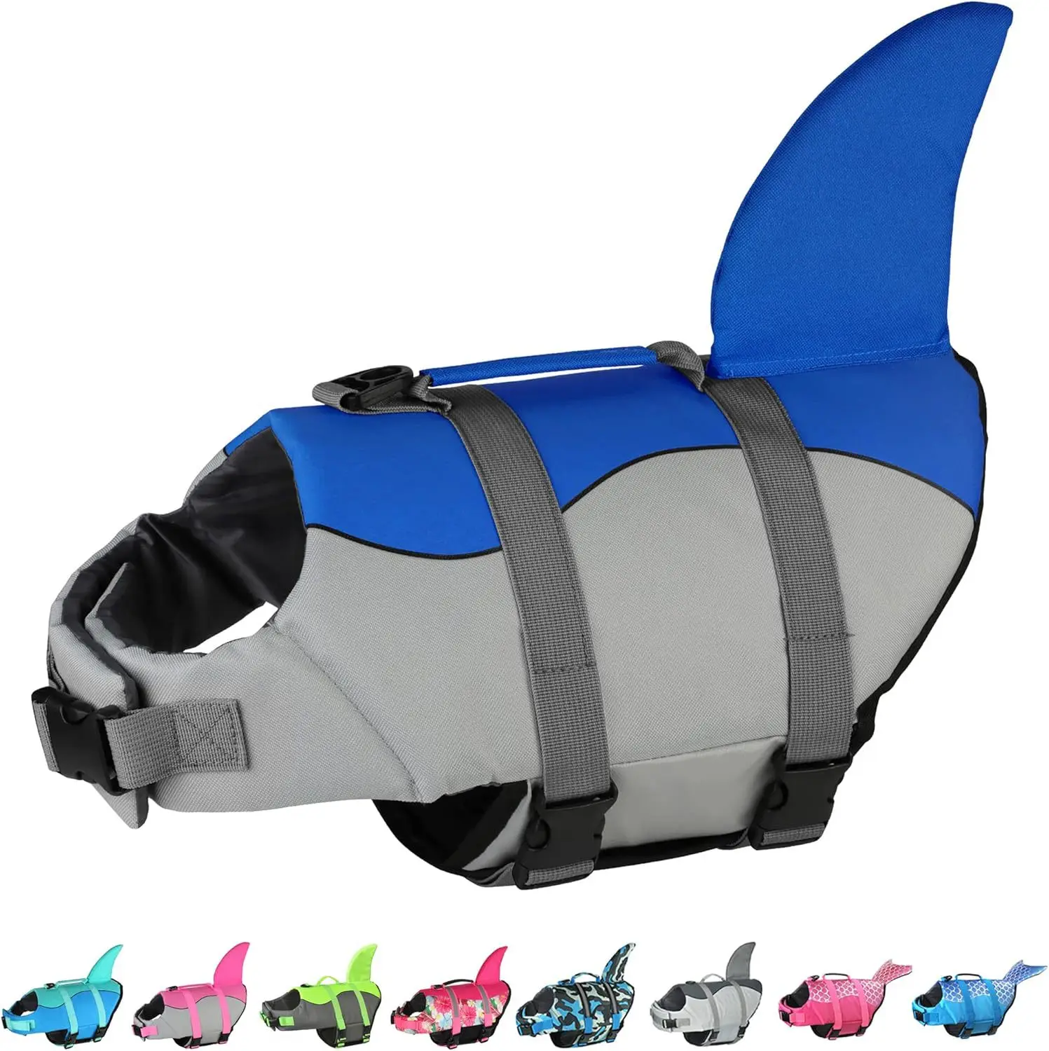 Pet life jacket dog outdoor swimming shark large dog view 2