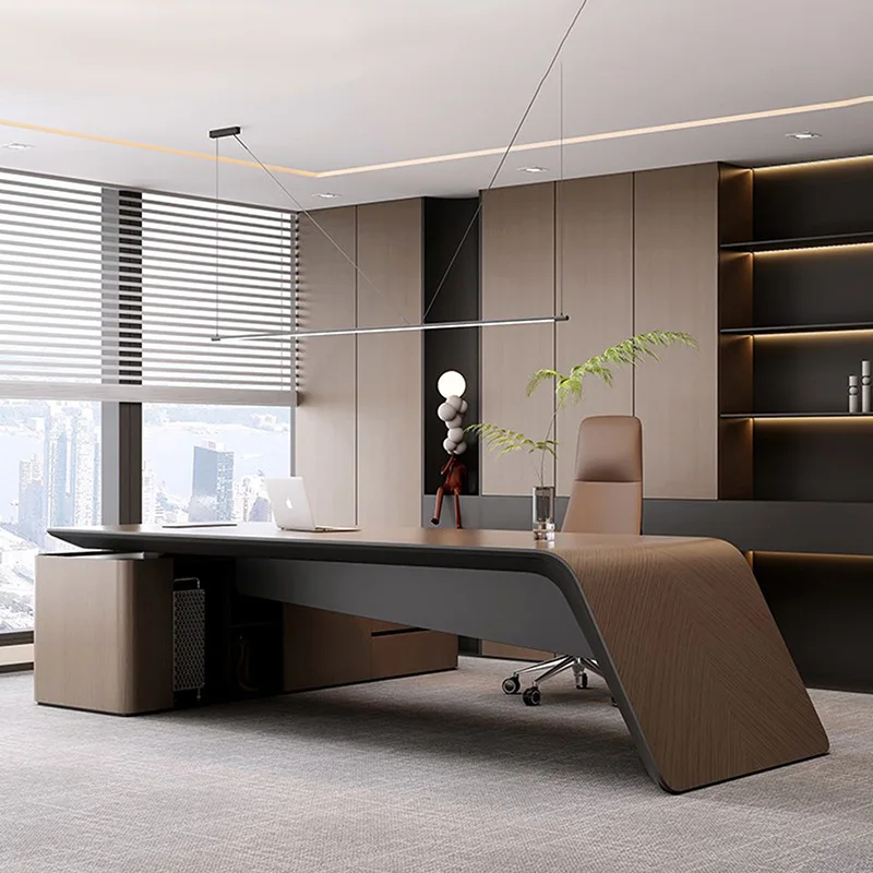 Boss table, modern desk, light luxury, high-end sense office, general manager, large class desk, president desk and chair combin