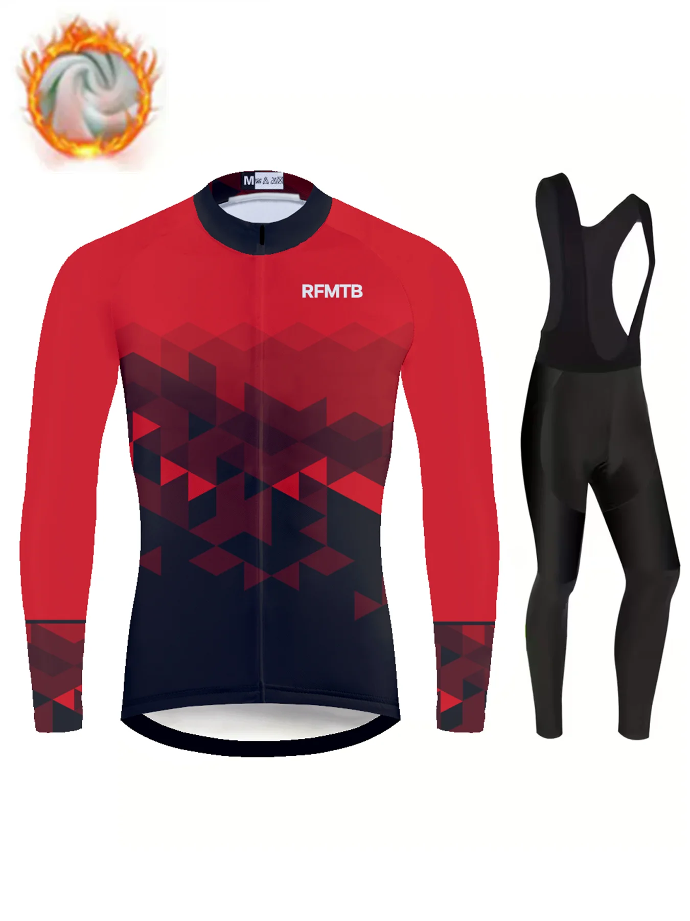 

Зимние комплекты трикотажа для велоспорта, термофлисовый велосипедный трикотаж + брюки-комбинезон, комплекты одежды для велоспорта с длинными рукавами для мужчин