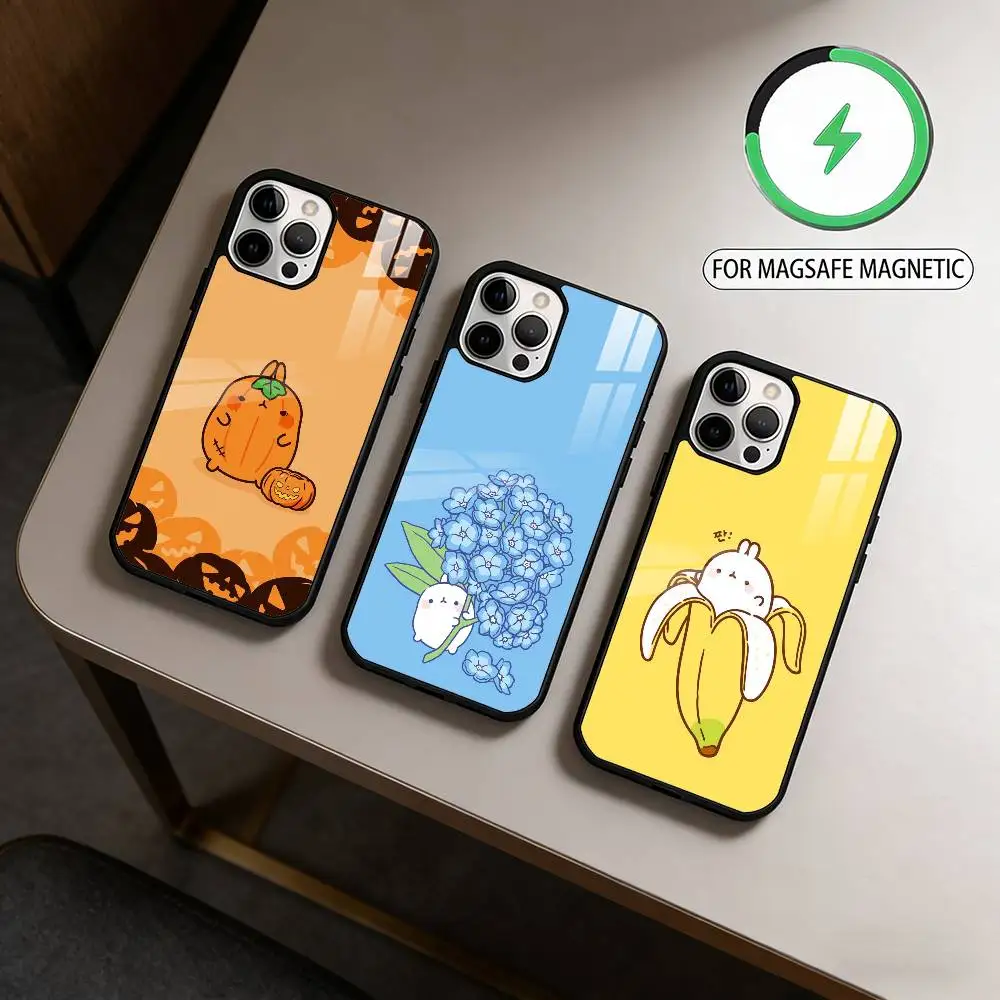 

Cute Cartoon M-Molang Magnetic For Magsafe Wireless Charging Phone Case For iPhone17,16,15,14,13,12,11 Plus,Pro Max