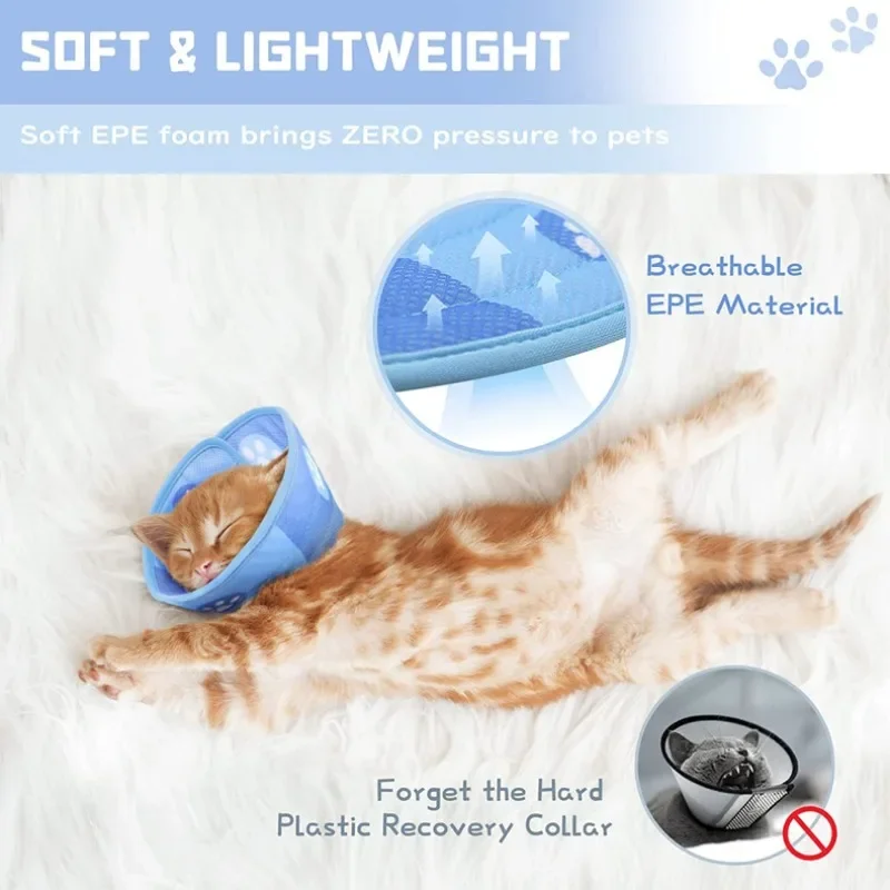 Adjustable Cat Cone Collar Soft Anti-Bite Protective Cat Elizabeth Collar Cat and Dog Surgery Medical Neck Ring Cat Accessory