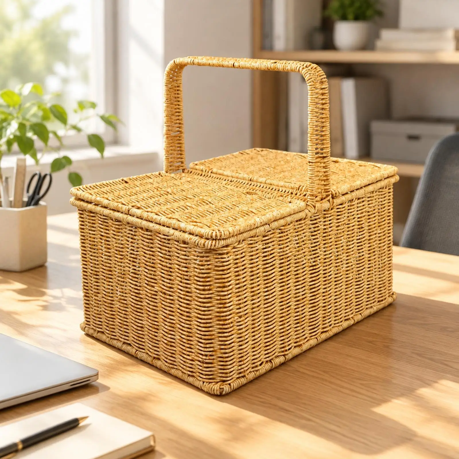 Multi Purpose Woven Carrier Basket for Picnics Camping and Harvest Collection with Rustic Charm