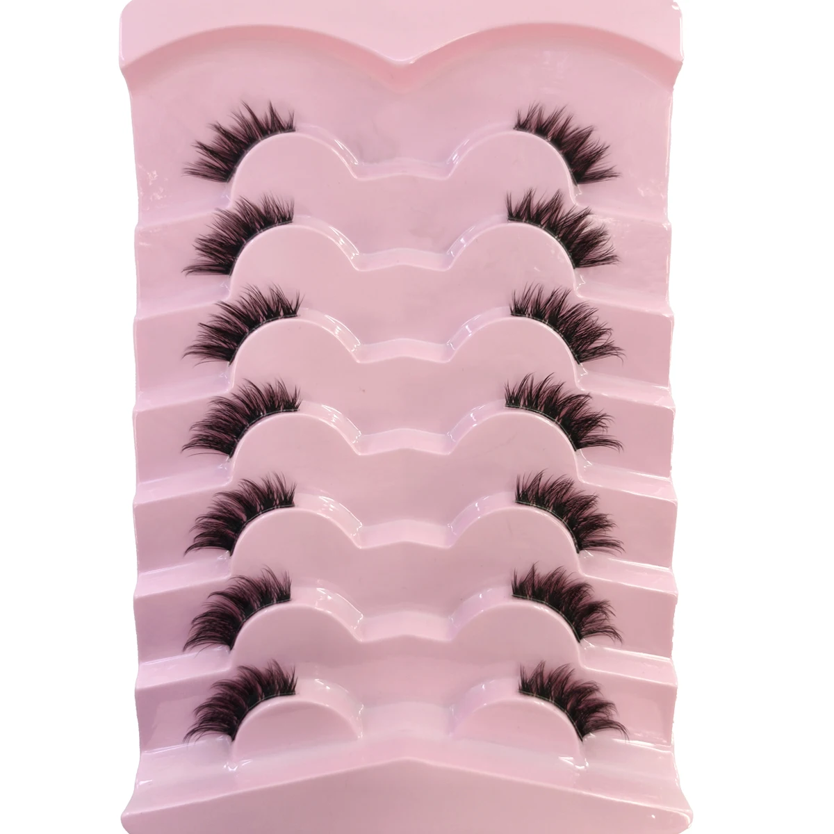 7 مزدوجة نصف رمش الطبيعية ثلاثية الأبعاد القط العين رمش اليدوية شفافة جحر الثعلب نصف رمش تمديد ماكياج رمش كاذبة