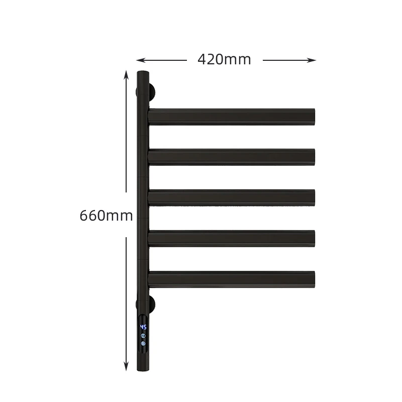 Imagem -05 - Toalheiro Elétrico Aquecido Aquecedor Rotativo Controle de Temperatura Temporização Aquecedor do Banheiro Preto Branco Cinza