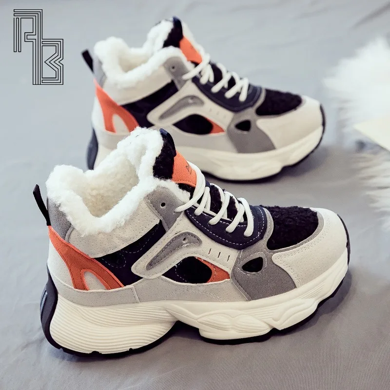 أحذية نسائية قطنية مع مخمل مضاف، عزل سميك، قمة عالية، أحذية رياضية شتوية جديدة متعددة الاستخدامات لعام 2025 للطلاب #1