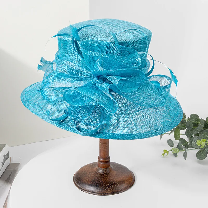 High quality Filipino linen gauze hat 2024 new British vintage elegant female banquet top hat