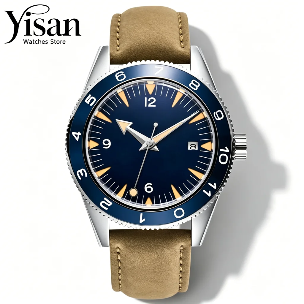 

New 41mm sapphire glass NH35 men's sports watch luminous automatic mechanical sports watch leather strap men's watch