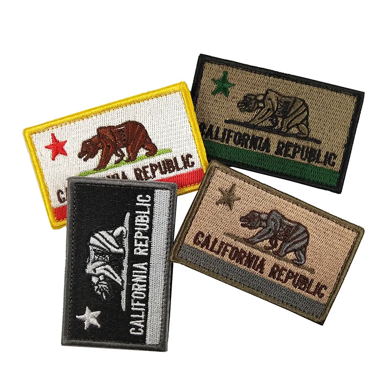 USA Flag Embroidery Patch California Bear Badge Tactical Military Patches Army Backpack Cloth Decoration