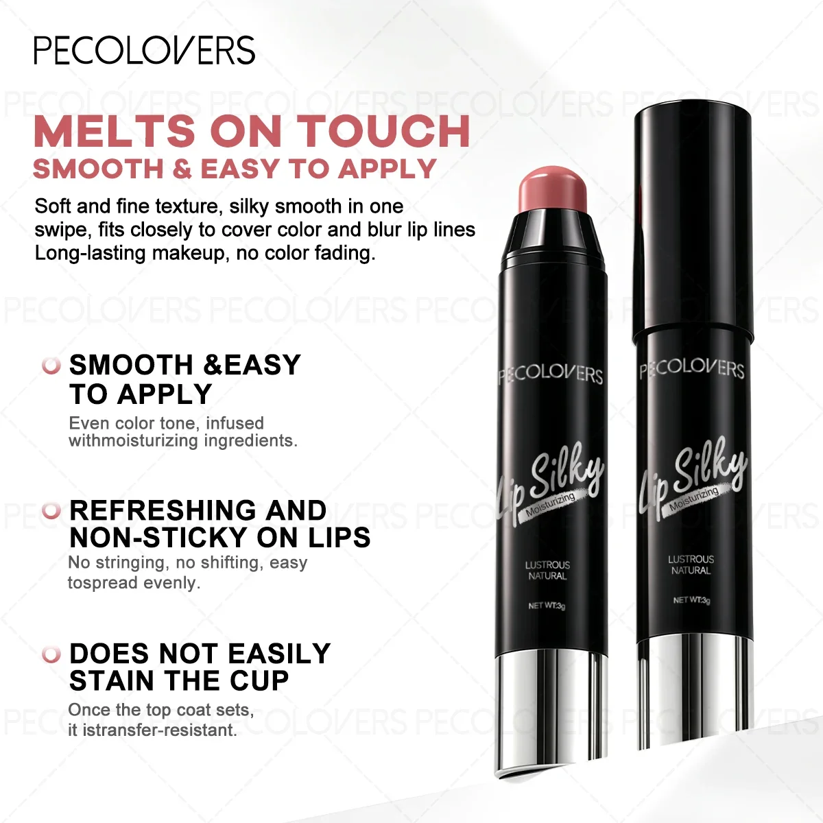 1PC Moisturizing Semi-Matte Lipstick Pen & Lip Balm-Waterproof, Silky Creamy Texture, Hydrating Lip Makeup, Nude Red Brown Shade