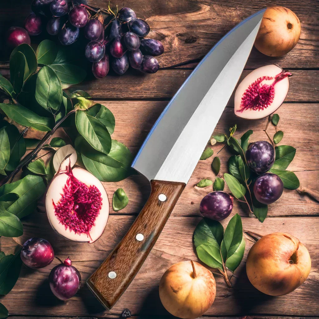 1 piece of kitchen slaughtering knife for pigs, cows and sheep, sharp kitchen knife, knife with wooden handle for bone removal