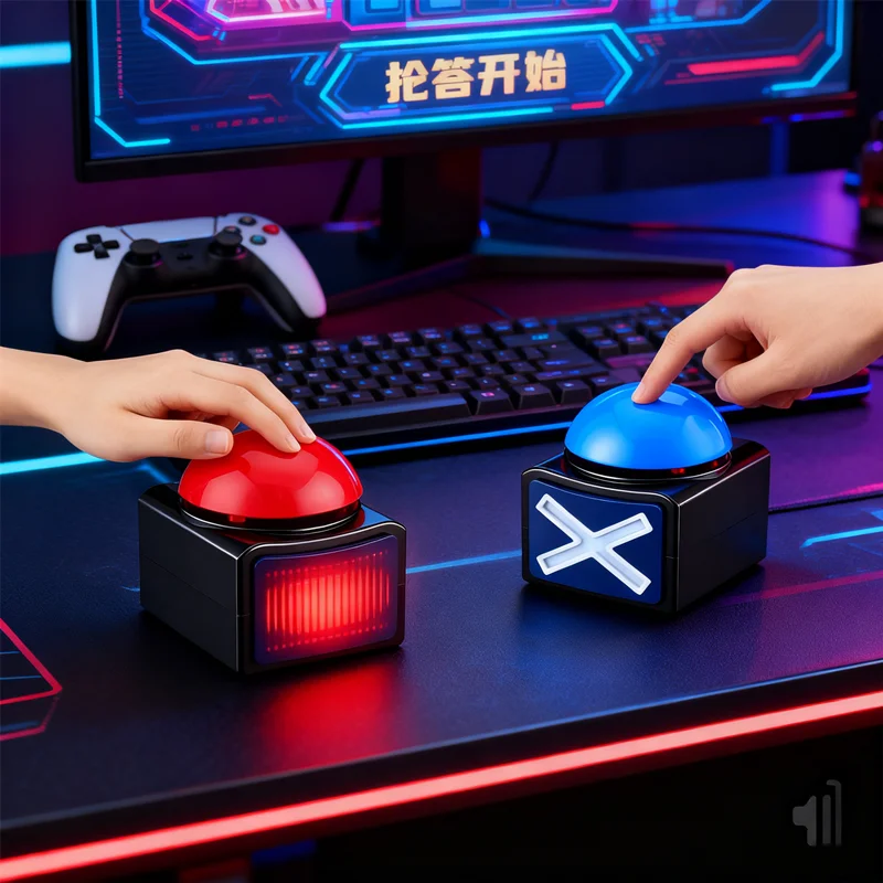 2026 NEUER interaktiver Quiz-Summer mit Sound-Lichteffekten, One-Push-Answer-Taste für Talentshows und Partyspiele, lustiges Spiel-Tool