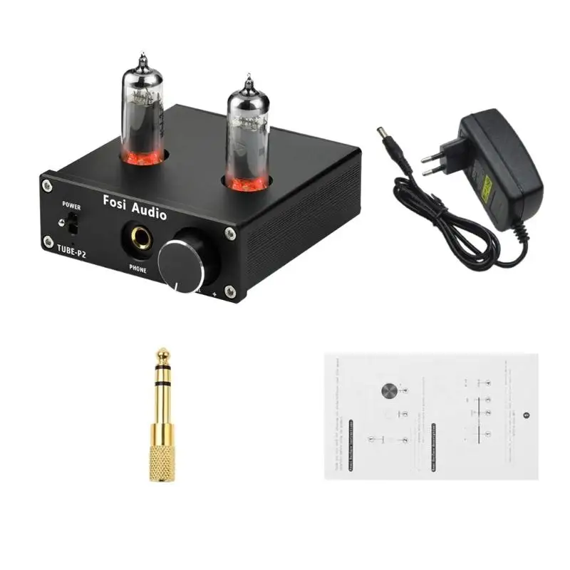 Stereo Amplifier with 6K4 J-Grade Electronic Tube Vacuum Tubes P2 Integrated Headphone Preamp DC12V Power Supply