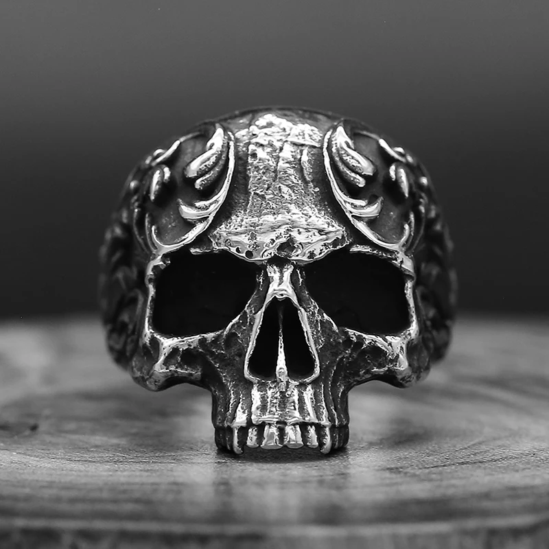 316L Stainless Steel Various Design 2022 New Arrive Classical Skull Men`s Ring With Pattern Punk Rock Gothic Creative Jewelry