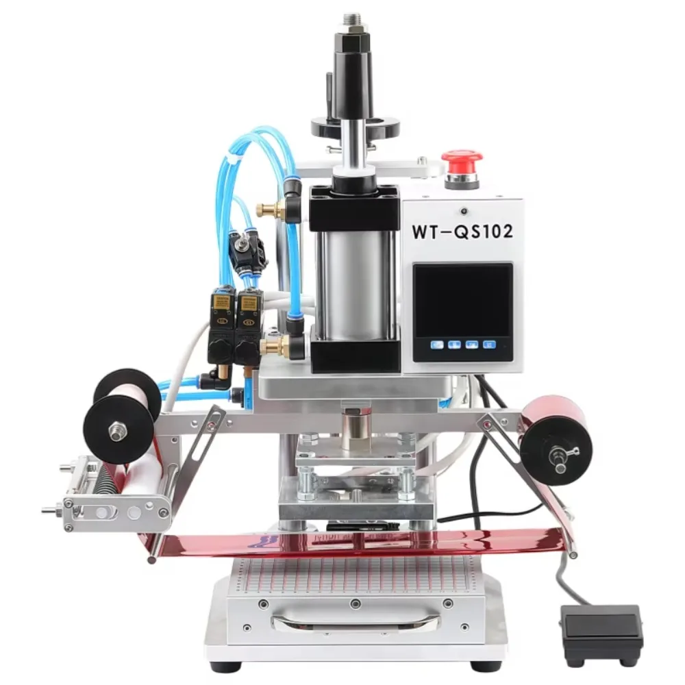 KJ-WT-QS102 desktop pneumatic hot stamping machine semi-automatic hot stamping sheet logo embossing hot stamping printer
