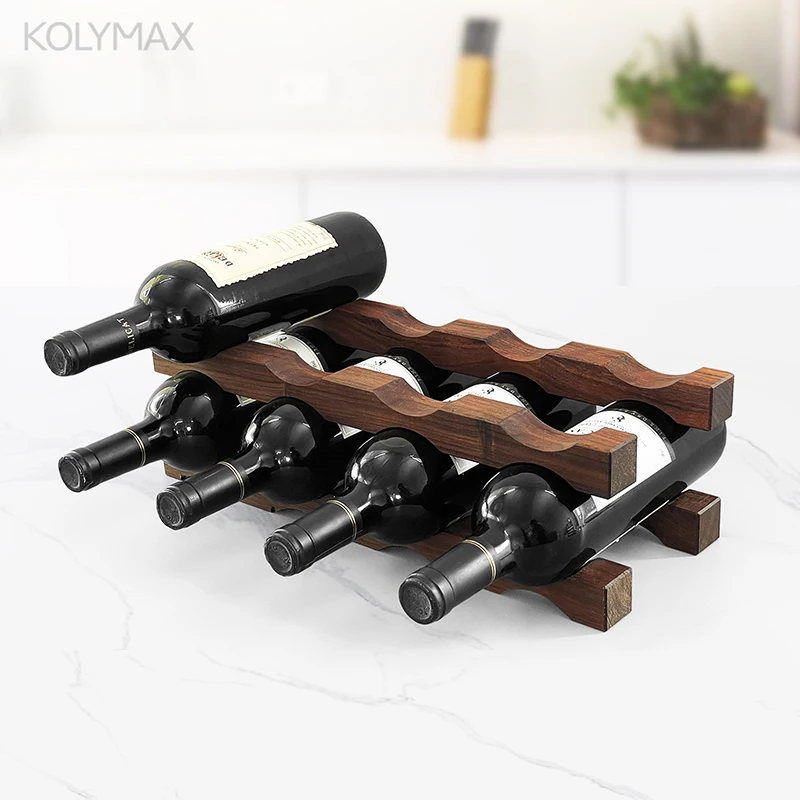 Solid Wood Wine Rack Multi Tier Bottle Holder Stackable Desk Display Home Bar Kitchen Creative Beer Organizer Sturdy Space Save